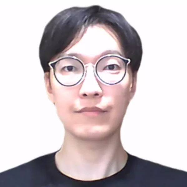 Dr Yoo has short black hair and glasses